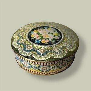 Vintage Daher 1960s Textured Mosaic Tin, Multicolor, Rare